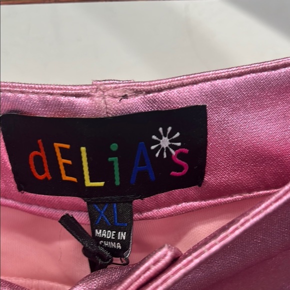 Delia’s Pink Metallic Women's stretch kick flare pants women’s size XL new - Picture 2 of 8